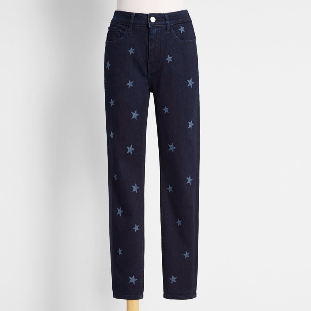 Warp + Weft Women's Dark Blue Star Jeans